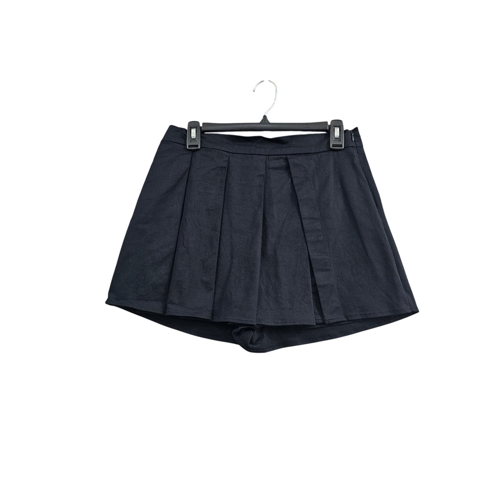 Maeve Pleated Skort Size 10 Black Solid Cotton Blend Stretch Side Zip Mini Skirt